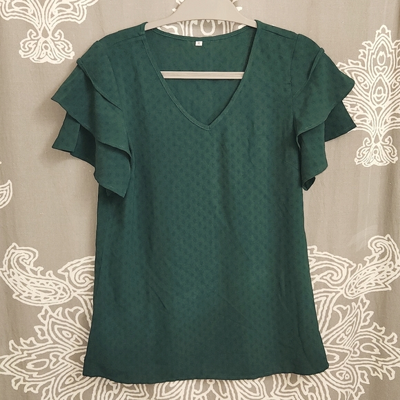 quezhu Tops - Ruffle sleeve blouse